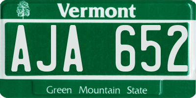 VT license plate AJA652