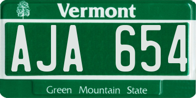 VT license plate AJA654