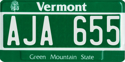 VT license plate AJA655