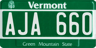 VT license plate AJA660