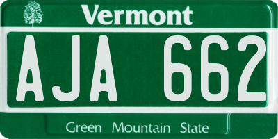 VT license plate AJA662