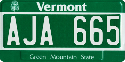 VT license plate AJA665