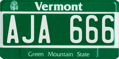 VT license plate AJA666