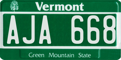 VT license plate AJA668