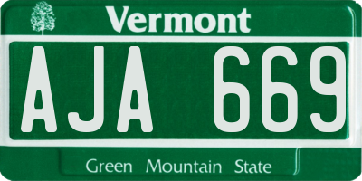 VT license plate AJA669