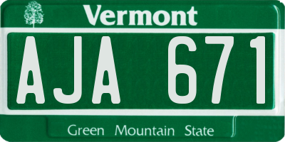VT license plate AJA671
