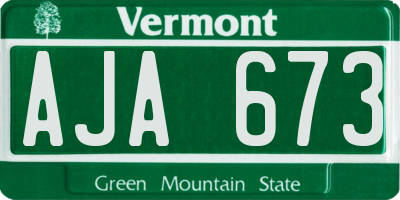 VT license plate AJA673