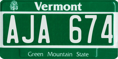 VT license plate AJA674