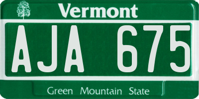 VT license plate AJA675