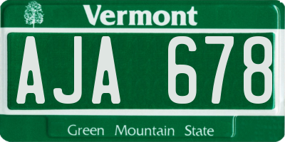 VT license plate AJA678