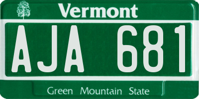 VT license plate AJA681