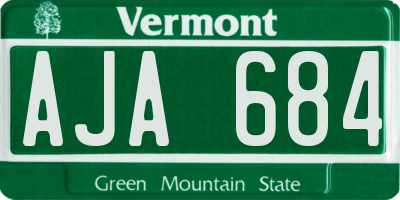 VT license plate AJA684