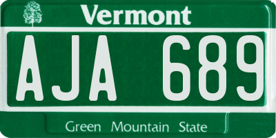 VT license plate AJA689