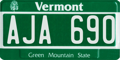 VT license plate AJA690
