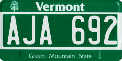 VT license plate AJA692