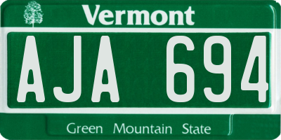 VT license plate AJA694