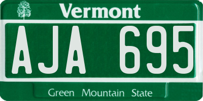 VT license plate AJA695