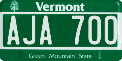 VT license plate AJA700