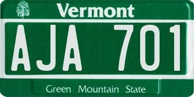 VT license plate AJA701