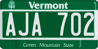 VT license plate AJA702
