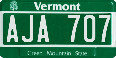 VT license plate AJA707