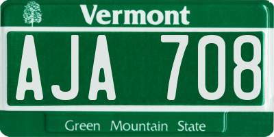 VT license plate AJA708