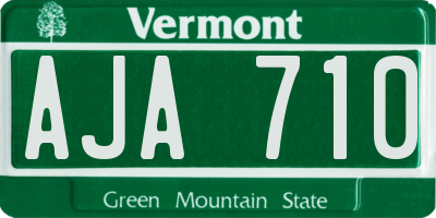 VT license plate AJA710
