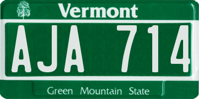 VT license plate AJA714