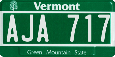 VT license plate AJA717