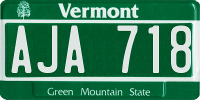 VT license plate AJA718