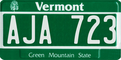 VT license plate AJA723