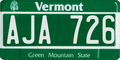 VT license plate AJA726