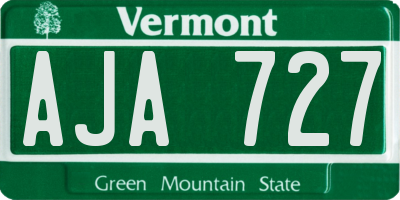 VT license plate AJA727