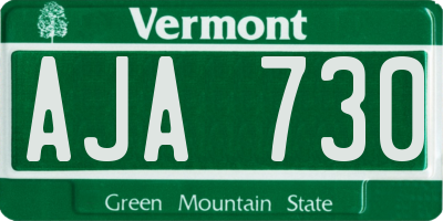 VT license plate AJA730