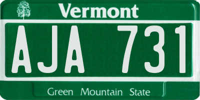 VT license plate AJA731