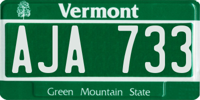VT license plate AJA733