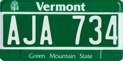 VT license plate AJA734