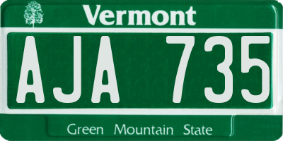 VT license plate AJA735