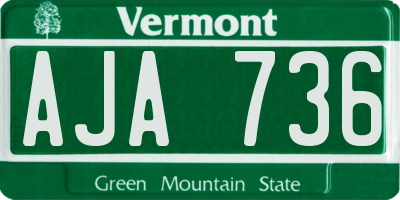 VT license plate AJA736