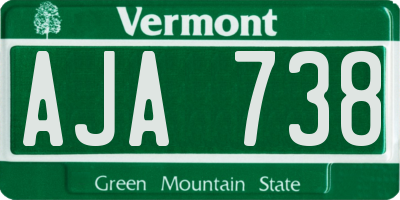 VT license plate AJA738