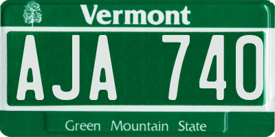 VT license plate AJA740