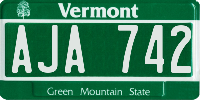 VT license plate AJA742