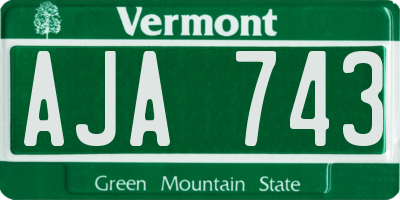 VT license plate AJA743