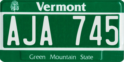 VT license plate AJA745