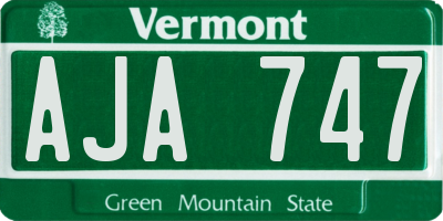 VT license plate AJA747