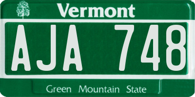 VT license plate AJA748
