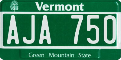 VT license plate AJA750