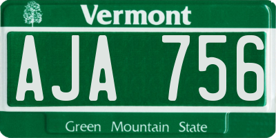 VT license plate AJA756