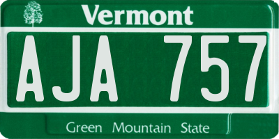VT license plate AJA757