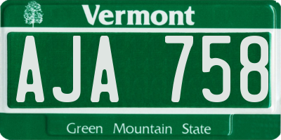 VT license plate AJA758